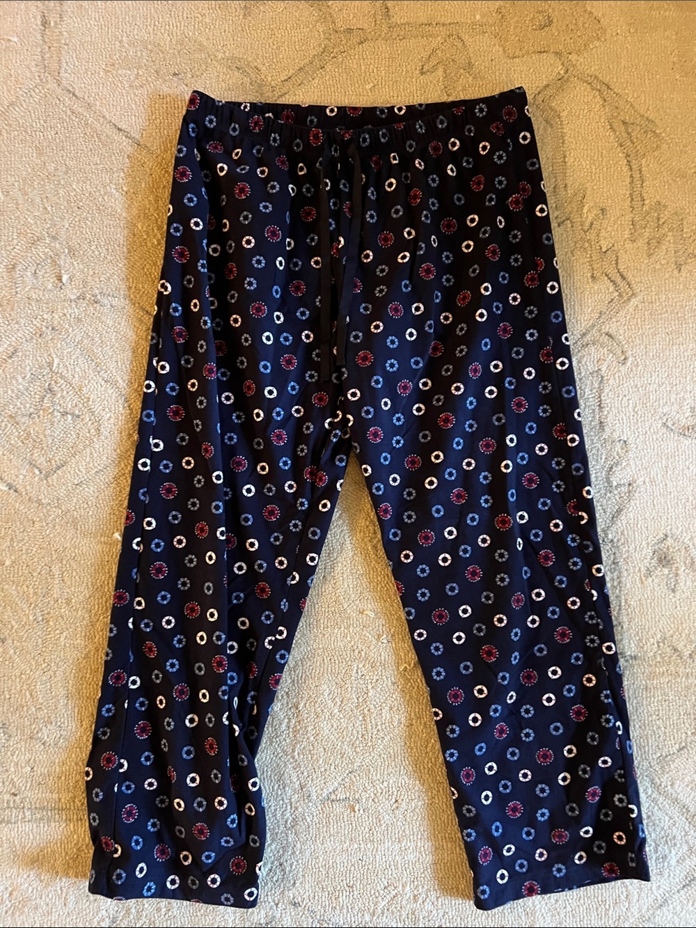 Nautica Navy Lounge Pants with Red & Light Blue Dot Accents
